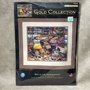 Max in the Adirondacks Charles Wysocki Cross Stitch Kit Dimensions Gold-New